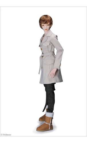 Dollmore 75cm high doll clothes Glamor Model M Size - APO Half Coat (Ivory) - Picture 3 of 6