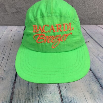 Bacardi Breezer Hat Ball Cap Neon Green Elastic Stretch Advertising Golf Tennis