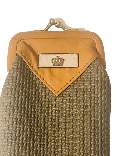 Portamonete sigaretta vintage corona abbellimento logo ecopelle marrone oliva - Foto 3 di 7