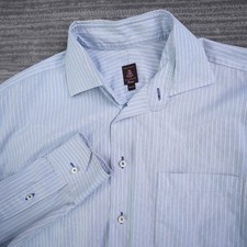 Robert Talbott Estate Tailored Shirt Button Up Striped Light Blue Cotton 16.5
