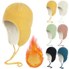 Skull Cap with Ear Flaps Winter Windproof Warmer Fleece Beanie Hat for Men Women