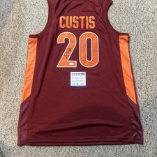 VIRGINIA TECH HOKIES- ACE CUSTIS SIGNED AUTOGRAPH JERSEY ACOA BASKETBALL
