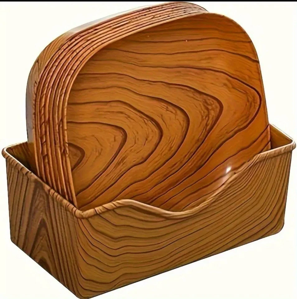 Creative  Wood Plastic Snack Plate Home Breakfast Dried Fruit Snack Tray Dish - Image 2 of 4