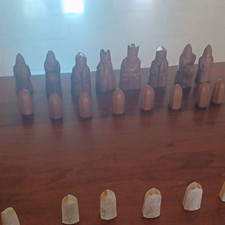 Isle Of Lewis Carved Wood Chess Game Pieces Set Brown White