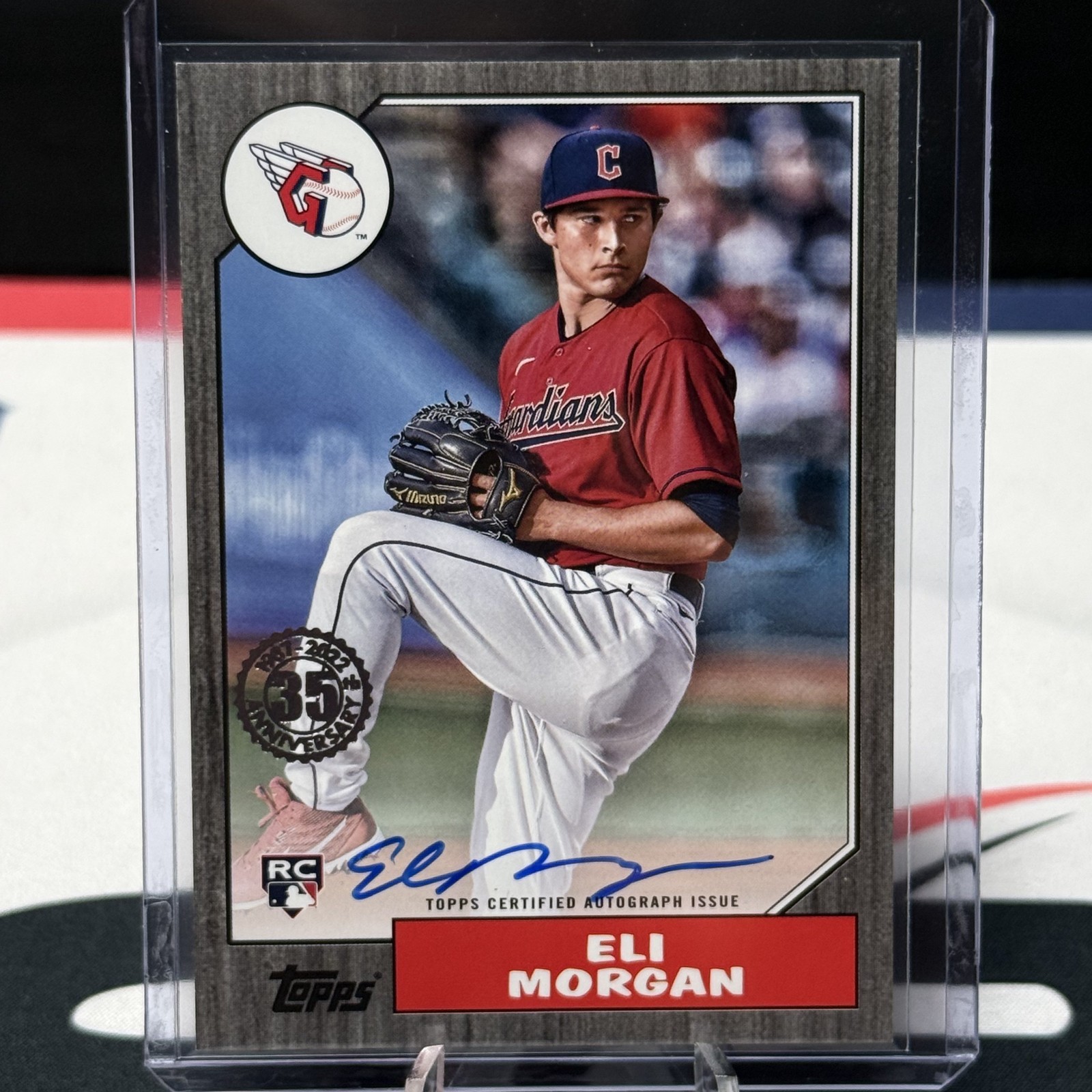 Eli Morgan 2022 Topps Series 1987 35th Black AUTO RC #182 /199 Guardians