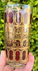 2 X 5 1/2" TALL CULVER GLASS TUMBLERS glasses SCROLL CRANBERRY & GOLD MCM red — photo 10