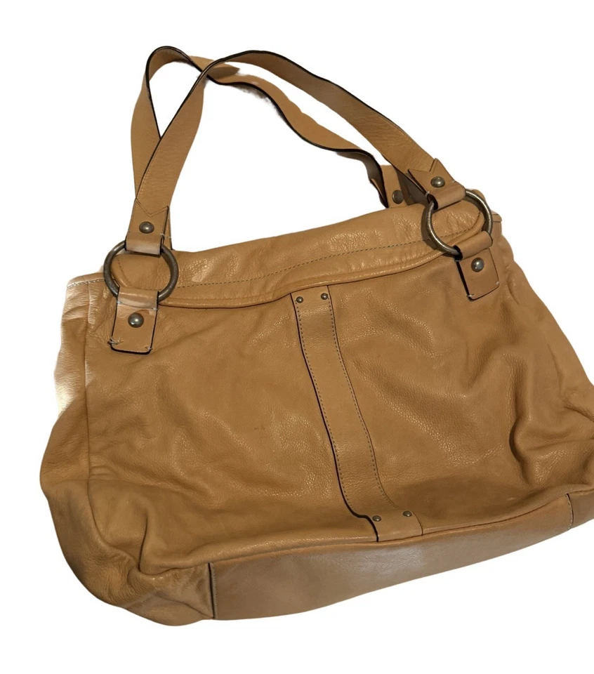 RARE Vintage Y2K Juicy Couture Leather Heart Cutout Shoulder Bag Tan Camel HTF - Image 4 of 4