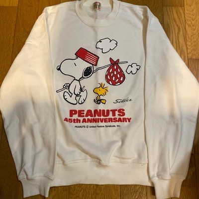 Peanuts 45th Anniversary Snoopy Woodstock Weiß Langarm Sweatshirt L Neu
