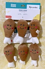 ZippyPaws 6-Pack MINIZ CHICKEN DRUMSTICKS Squeaky Plush Dog Toy -FREE SHIPPING-