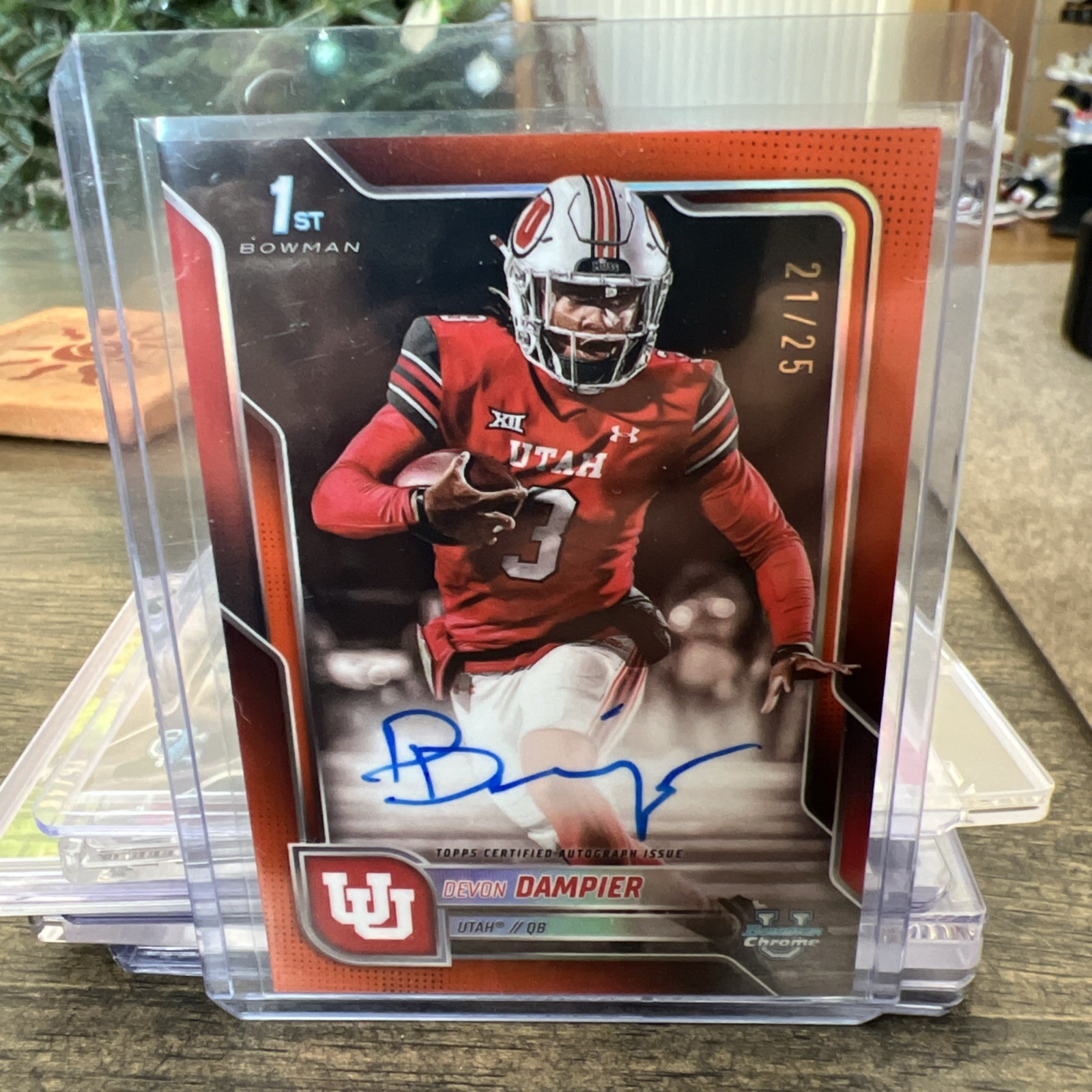 2025 Bowman University Chrome Devon Dampier Auto Orange /25 1st Bowman On Card