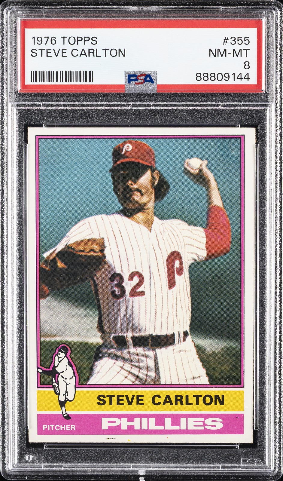 1976 TOPPS #355 STEVE CARLTON PSA 8