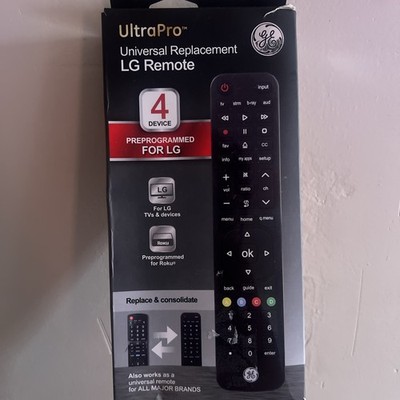 GE UltraPro Universal Remote Control 4-Device LG Replacement All Major Brands 