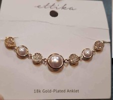 Nuevo Brazalete Tobillo Attika 8" Perla Imitación Chapado en Oro 18k