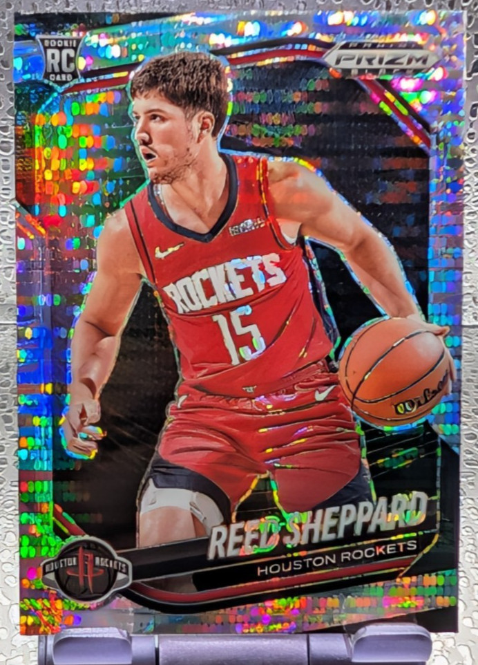 2024-25 Panini Prizm Black - Reed Sheppard #145 Pulsar Prizm (RC) Rockets SP