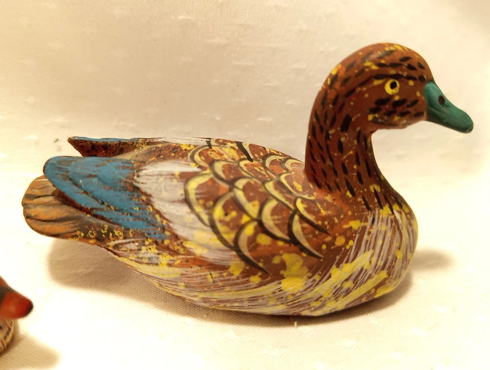 KGG Handmade Clay Duck with Two Hand Painted Wooden Dents Vintage Set - Image 4 of 4