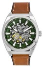 Fossil Everett Brown Leather Strap Green Skeleton Dial ME3261 Mens Watch