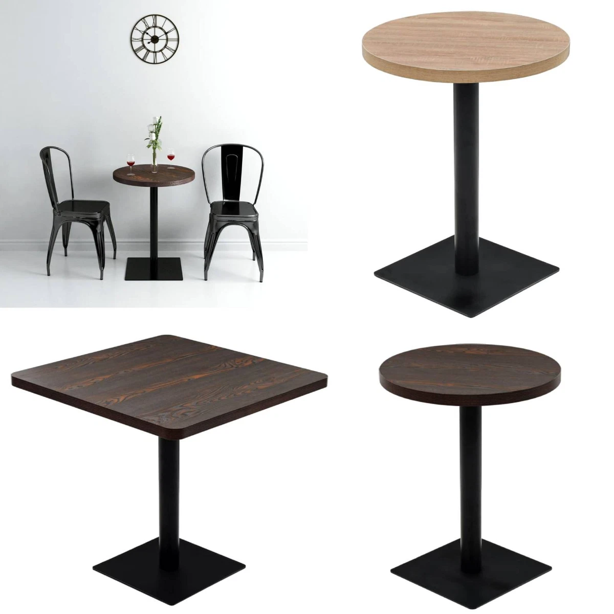 Esszimmertisch Hellbraun 80x80 Cm - Bistrotisch Aus MDF Mit Stahlgestell Für Küche, Terrasse & Garten