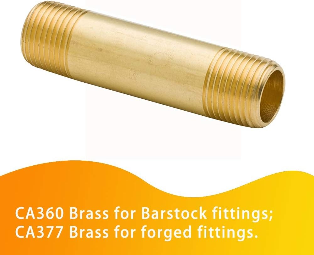 Legines Brass Pipe Fitting Long Nipple, 1/8" NPT Male 1/8 Inch, 1-1/2" Length 