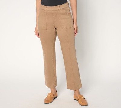 Isaac Mizrahi Live! Regular Colored Denim Straight-Leg Utility Jeans Camel 10 Ne