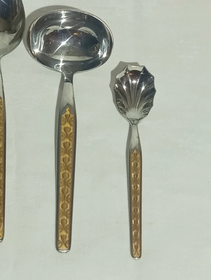 Remalux Besteck Set hartvergoldet 18/8 Goldgriff Zuckerlöffel - Bild 2 von 4