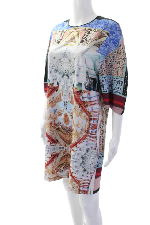 Vestido recto de manga corta con estampado abstracto multicolor talla M Clover Canyon para mujer Foto 2 de 4