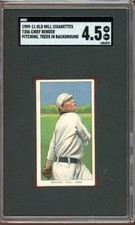 1909-11 T206 Old Mill Cigarettes Baseball Chief Bender Trees In Back SGC 4.5