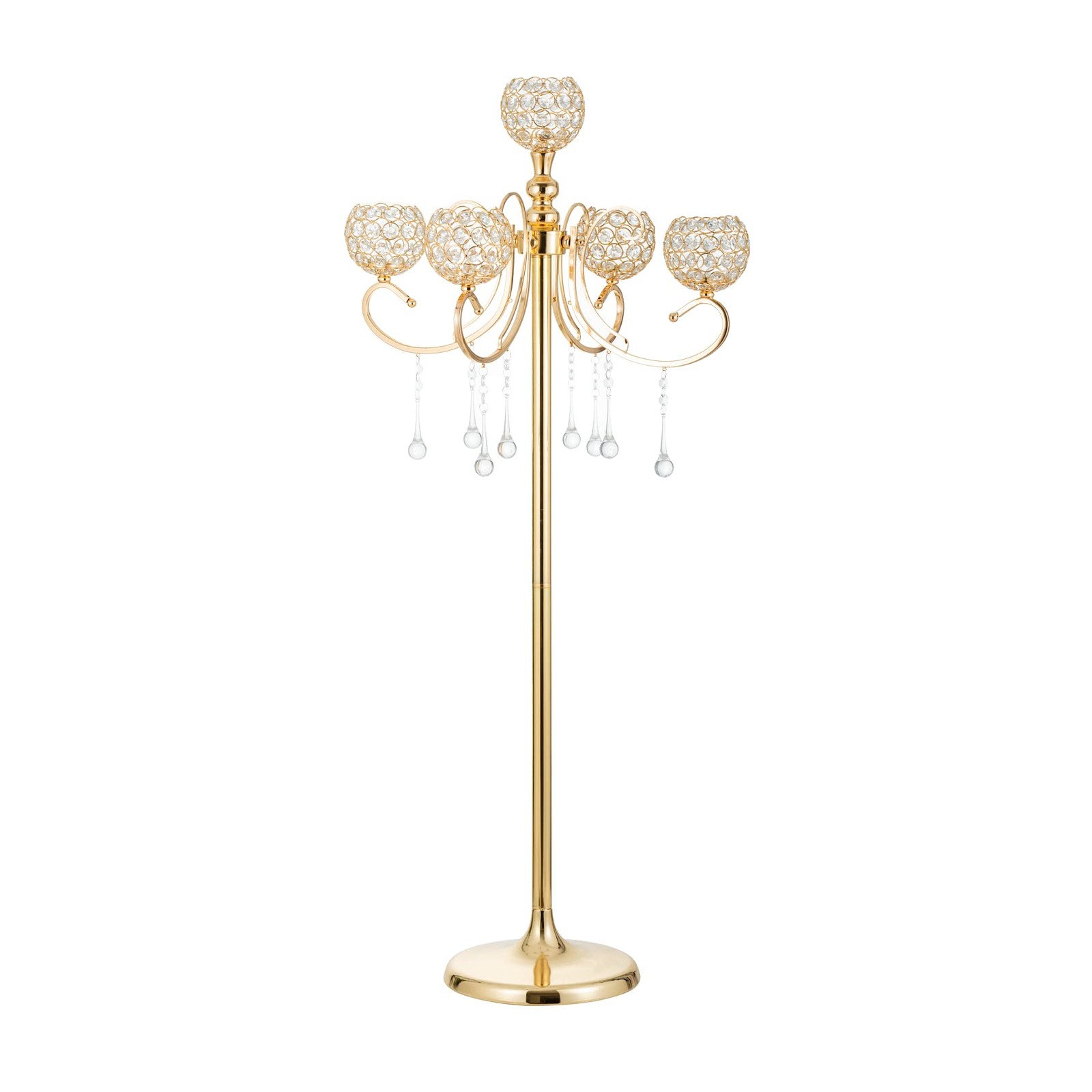 Gold Floor Candelabra for centerpieces, 45.3in Tall 5-Branch Candle Holder wi...