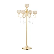 Gold Floor Candelabra for centerpieces, 45.3in Tall 5-Branch Candle Holder wi...