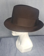 DOBBS 1950'S VINTAGE BROWN FEDORA, 7 1/4"