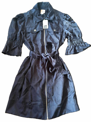 5a7 Cinq à Sept Tous Les Jours navy Cupro Mini Dress Belted Zip Size 00