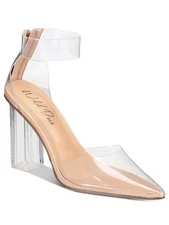 WILD PAIR Womens Clear Dellie Pointed Toe Block Heel Pumps Shoes 6.5 M