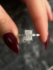 2.20 Ct Radiant Cut 14k White Gold Lab Grown Diamond/CVD Wedding Ring Size 6 7 8