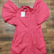 NEW De Luc Minor Romper One Peice Fuschia Pink Mega Maxi Flutter Sleeves Medium