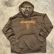 REALTREE Mens XXL Brown Hoodie From Pocket Animal Skull Rack Front