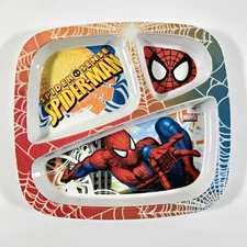 SPIDER-MAN MARVEL COMICS KIDS DIVIDED PLATE TRAY ZAK! DESIGNS SUPERHERO DISH 