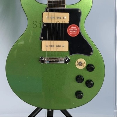 Metallic Green Solid Electric Guitar P90 Pickups Rosewood Fretboard Bone Nut