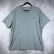Polo Ralph Lauren T-Shirt Men XXL Gray V-Neck Short Sleeve Cotton Pony Preppy