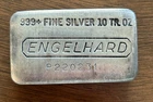 Engelhard 10 oz .999+ Fine Silver Bar | Vintage | Poured | Serialized P220231