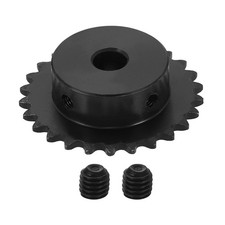25 Chain Roller Sprocket 10mm Bore, 26 Tooth with Set Screws, Black