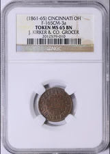 1861-65 Cincinnati OH J. Lurker & Co. Grocer. MS65 BN F-165CM-3a R5 #0821