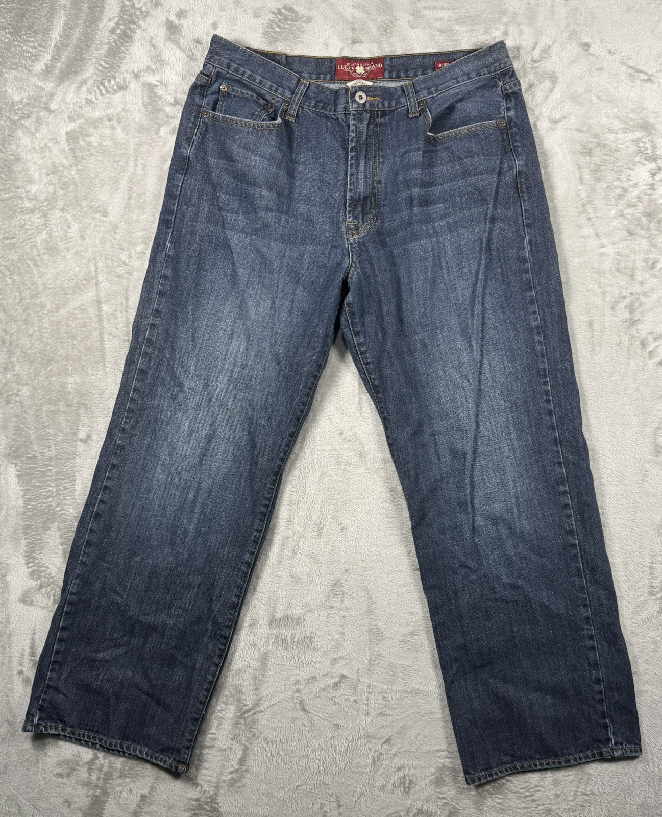 Lucky Brand 181 Relaxed Straight Jeans Mens 36x30 Blue Medium Wash Denim Pants