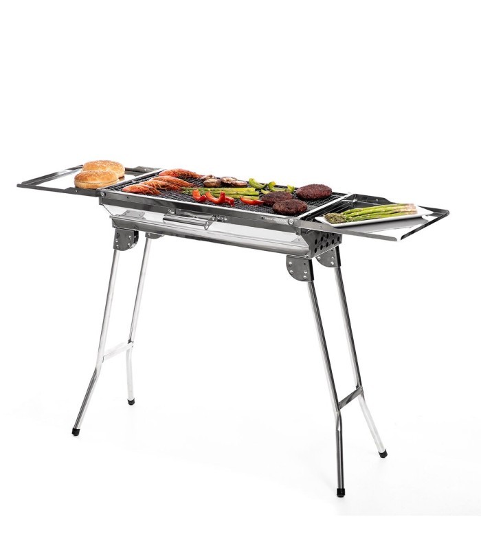 Barbecue charbon de bois pliable portable en inox pour camping car et randonnée