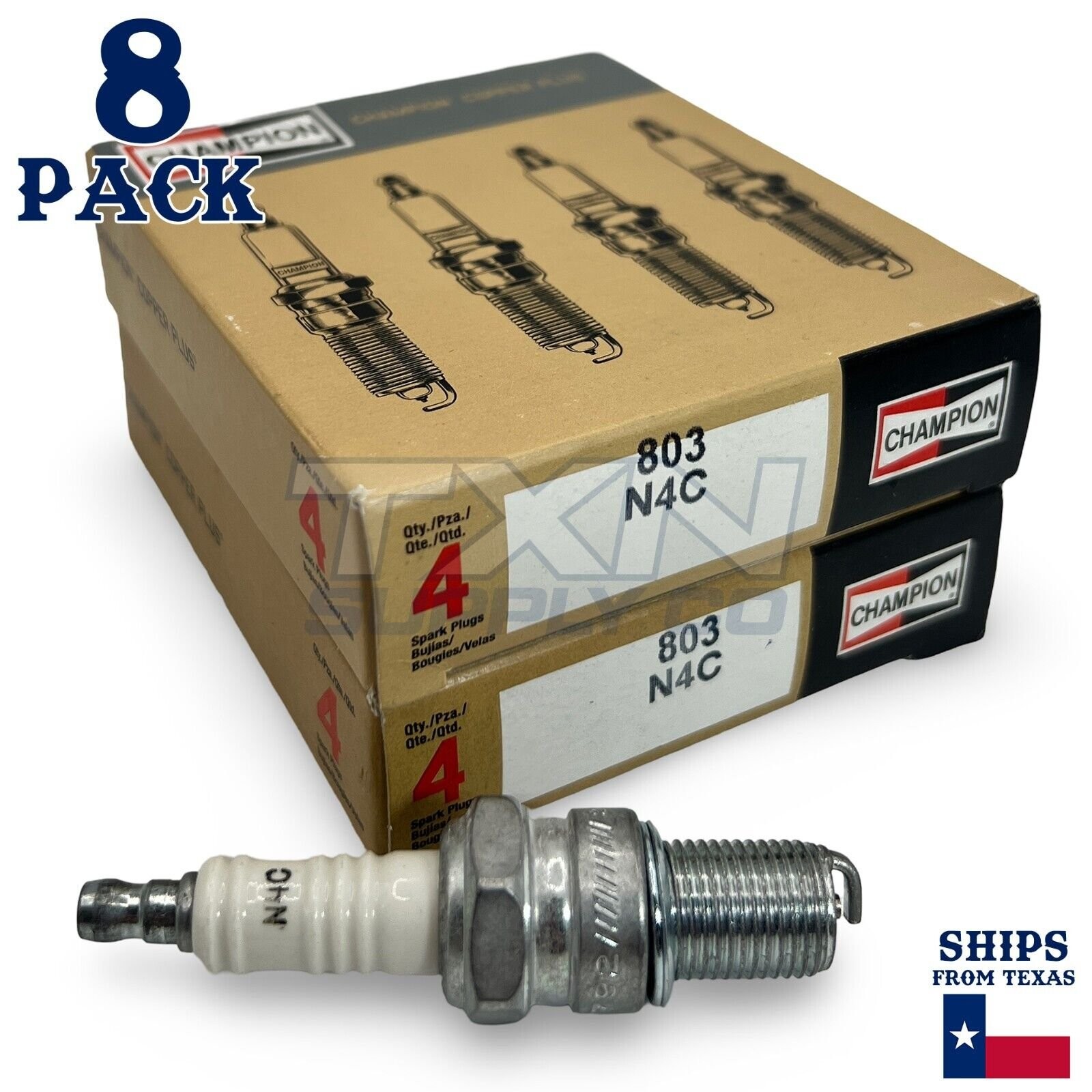 Champion 803 Copper Plus Spark Plug N4C - 8 Pack