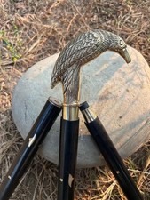 Elegant Raven Head Cane Brass Handle Wooden Handmade Antique Walking Stick