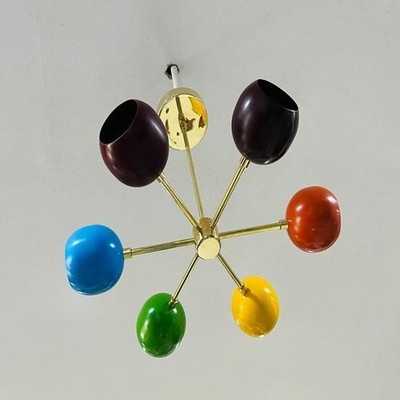 Brass Sputnik Chandelier Mid Century Modern Multi Color Light Fixture Decorative