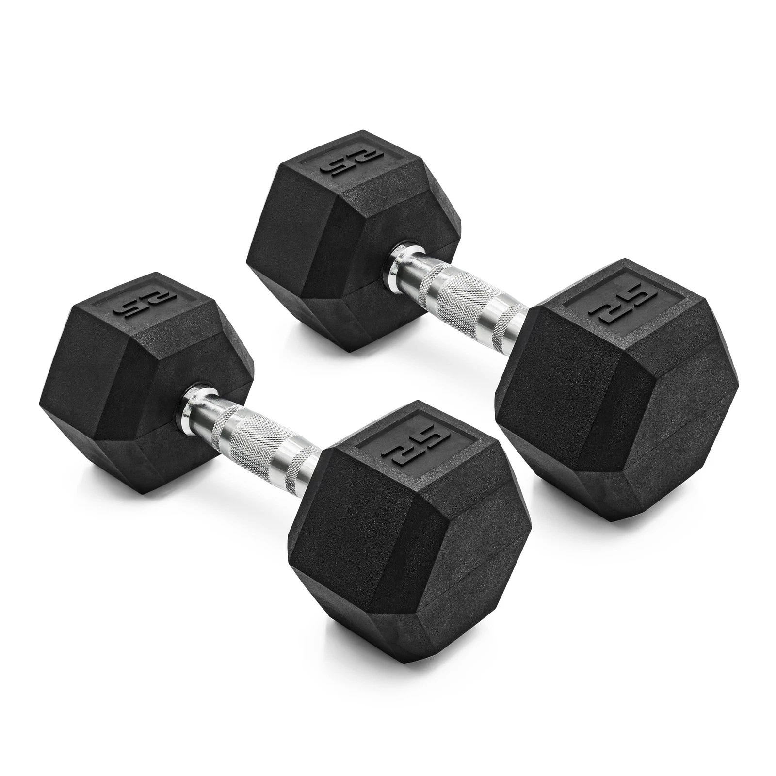 CAP Barbell 25Lb Coated Rubber Hex Dumbbell Pair with Ergonomic Handle