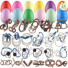 24 Pack Prefilled Easter Eggs with Teaser Puzzles, Easter Eggs Filled for Tee...