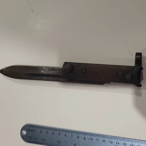 Vintage Military Bayonet Folding Knife, Metal Sheath, WW2,KOREA,VIETNAM ERA?