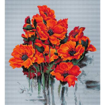Luca-S Kreuzstich Set ''Mohn'', Zählmuster, 30,5x33cm