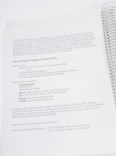 Reference Guide For Essential Oils Connie & Alan Higley 2013 Edition Spiralbound - Picture 4 of 5